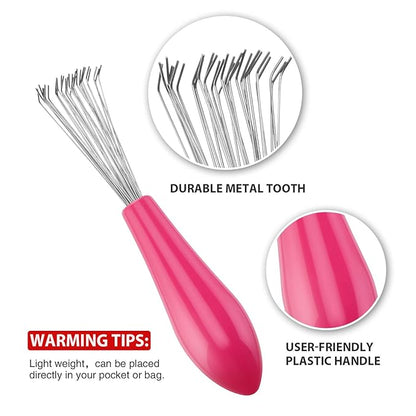 Boao 2 Pieces Hair Brush Cleaning Tool Comb Set Mini Hair Brush Dirt Remover with Metal Wire Rake for Removing Hair Dust Home and Salon Use(Pink and Pink)