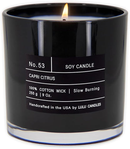 Lulu Candles | Capri Citrus | Luxury Scented Soy Jar Candle | Hand Poured in The USA | Highly Scented & Long Lasting (9 Oz.)