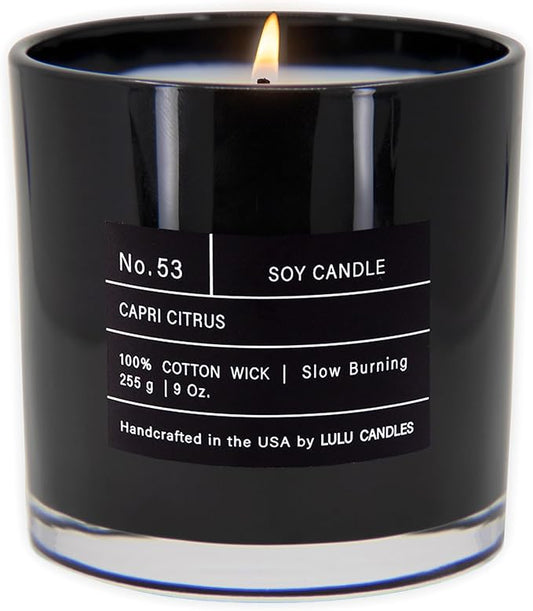 Lulu Candles | Capri Citrus | Luxury Scented Soy Jar Candle | Hand Poured in The USA | Highly Scented & Long Lasting (9 Oz.)
