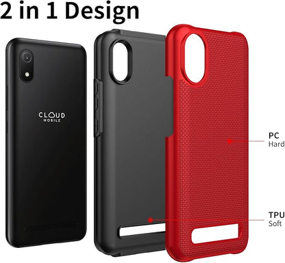 for Cloud Mobile C8 Phone Case with Screen Protector,Stratus C8 Phone Case Dual Layer Heavy Duty Protection,Slim Lightweight Rugged Military Grade Shockproof Protective Cover for Cloud Stratus C8 Red
