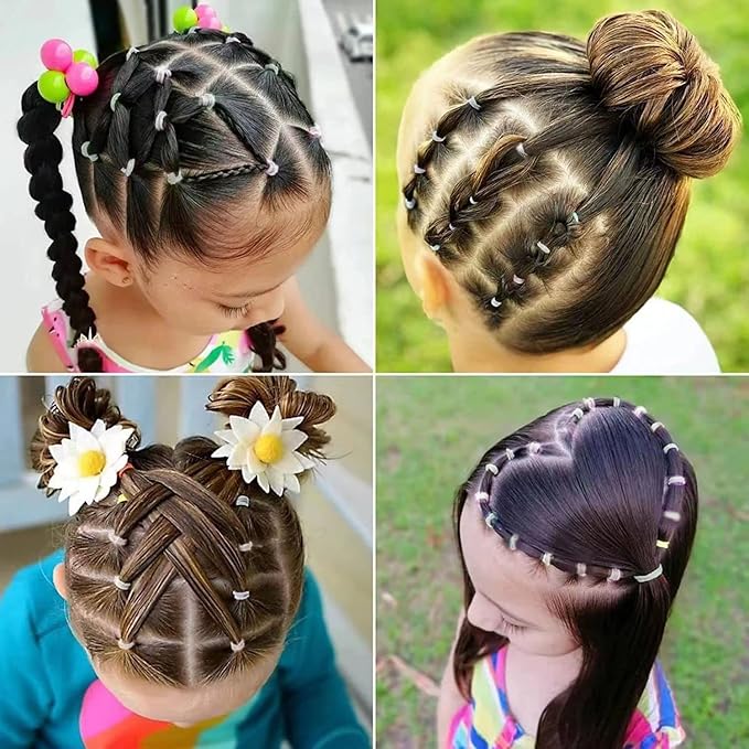 1000Pcs Hair Rubber Bands, Soft Small Hair Elastics for Girls and Women, 2pcs Topsy Tail Tools, 1 Rat Tail Comb, Pink Schembo