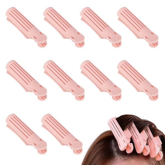 Root Clips for Curly Hair Volume, Volumizing Hair Clips, 10Pcs Volume Hair Root Clips, Natural Fluffy Hair Volumzing Roll Clips Curlers Instant DIY Hair Styling Tools Appliances（Pink)