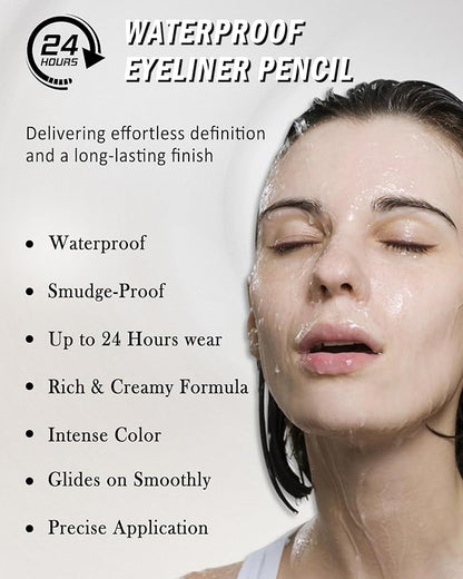 Nude Waterline Eyeliner Pencil, Cream Gel Eyeliner Waterline Waterproof Smudge-Proof Long-Wearing, Intense Color, Retractable Eye Liner Brightener Pen, Smooth Eye Makeup for women, Built-in Sharpener