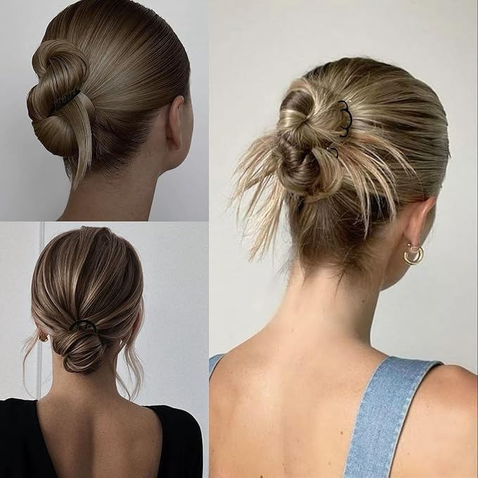 6 PCS Metal Hair Side Combs Hair Pin Hair Fork Clip Teeth Stick for Updo Bun, U Shape Hair Accessories for Vintage Hairstyle, Matte Black for Fine Hair