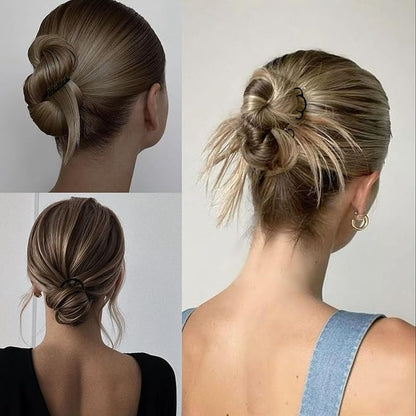 6 PCS Metal Hair Side Combs Hair Pin Hair Fork Clip Teeth Stick for Updo Bun, U Shape Hair Accessories for Vintage Hairstyle, Matte Black for Fine Hair