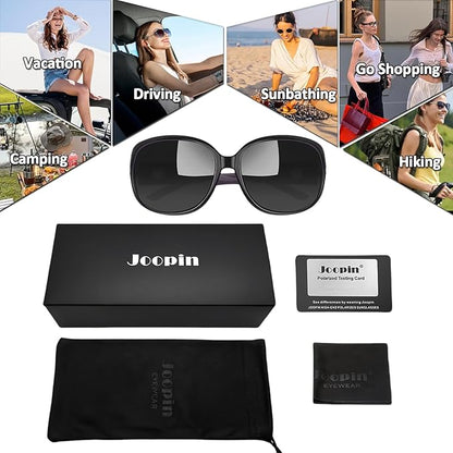 Joopin Big Womens Sunglasses Polarized Trendy Sun Glasses Large Rectangle UV Protection Rhinestone Sunnies