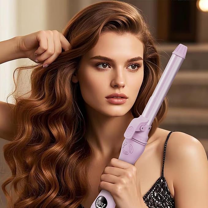 New Version Lanvier Rotating Curling Iron 1 Inch Automatic Curling Wand for Waves; Tourmaline Ceramic Self Curler with 2 Rotating Speed, 11 Adjustable Temperature & Dual Voltage for Worldwide Use