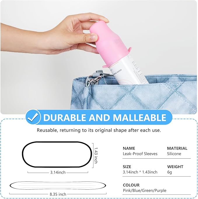 8 Pack Silicone Bottle Covers,Travels Essentials for Women,Travel Size Toiletries,Elastic Sleeves for Leak Proofing,Travel Accessories, Cruise Ship Essentials,Cruise Must Haves,Cruise Essentials