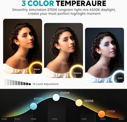 Weilisi 10" Ring Light with Stand 72'' Tall & Phone Holder,38 Color Modes Selfie Light with Tripod Stand,Stepless Dimmable/Speed LED Ring Light for iPhone & Android,YouTube, Makeup,TIK Tok