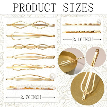 18 PCS Metal Geometric Elegant Hair Barrette Set Hair Styling Pins Women Girls Preppy Pearls Hair Clips Bridal Minimalist Bobby Pins Dainty Hair Accessories(Gold & Silver)