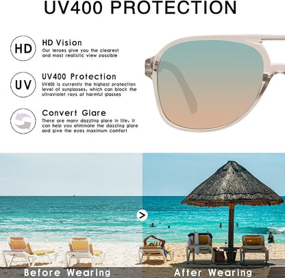 YDAOWKN Retro Aviator Sunglasses for Women Mens Large Frame Classic Vintage 70s Sun Glasses Aviators