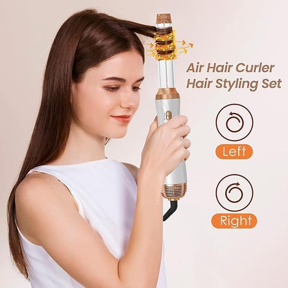 Hair Dryer Brush, 6 in 1 Upgrade Detachable Blow Dryer Air Styler Wrap Curler, Hot Air Brush Curly Twist Curling Iron, Travel Hair Styling Tool Negative Ion Blow Dryer Hot Styler