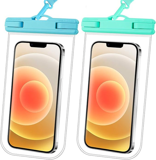 2025 Waterproof Phone Pouch: 2 Pack Cruise Ship Essentials Must Haves Dry Bag for Vacation Beach Travel Kayak Accessories, Water proof Case for iPhone 16 15 14 13 12 Plus Pro Max Galaxy - Blue+Green