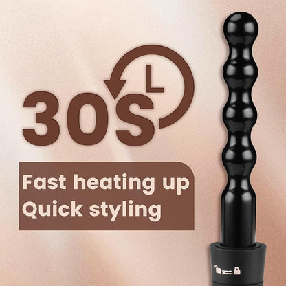 Bo'laiya 5 in 1 Curling Wand Set with Temperature Display, Curling Iron Set with 5 Interchangeable Ceramic Curling Wands, Instant Heat Up, Suitable for All Hair Types (Black)