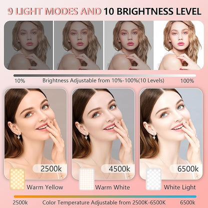 Selfie Light - BANSINE LED Phone Light USB-Rechargeable - Portable Photo Light with 97+ CRI, Up to 6500K Color Temperature Camera Light for Selfie, Zoom Conference, Video, Makeup and Live Stream
