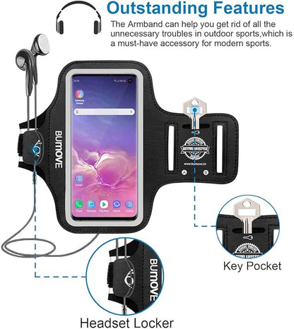 Armband for Galaxy S10e/A40/A5 2017/J3 2018 Gym Running Workouts Sports Phone Arm Band with Card Holder (Black)