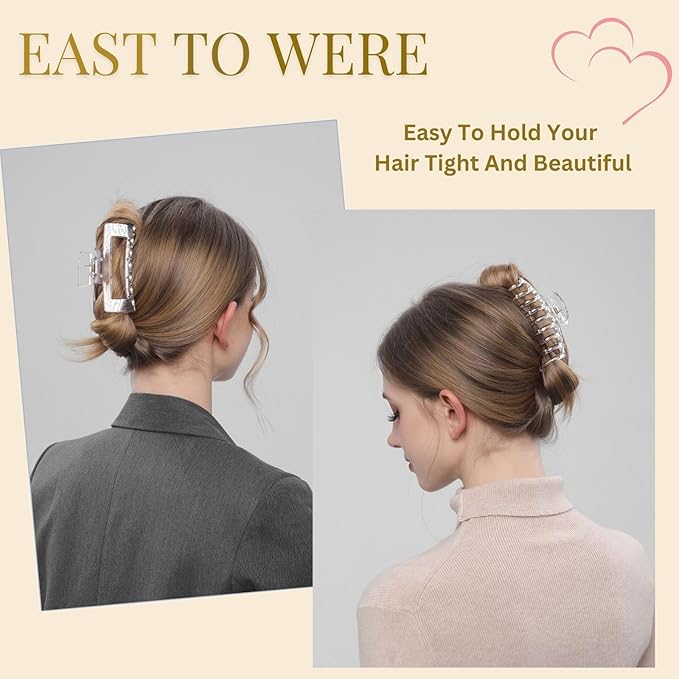 Clear Hair Clips for Women -8 Pack 4.3 Inch Large Hair Claw Clips for Women Thin Thick Curly Hair, Big Matte Banana Clips,Strong Hold jaw clips