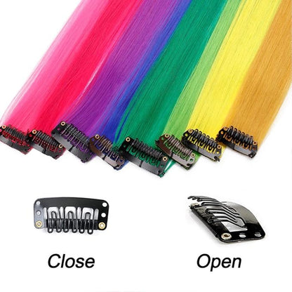 26 Packs Colored Hair Extensions 20Inch Straight Multi-Colors Party Highlights Clip In Hair Extension Synthetic Rainbow Hairpieces for Girls Kids Gift(13 colored)