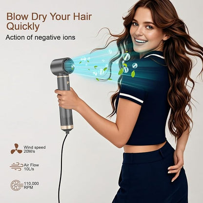 5-in-1 Hair Dryer Brush with Hot Air Curling & Negative Ion Technology - Versatile Styler for Drying, Curling, Straightening, and Volume Boosting