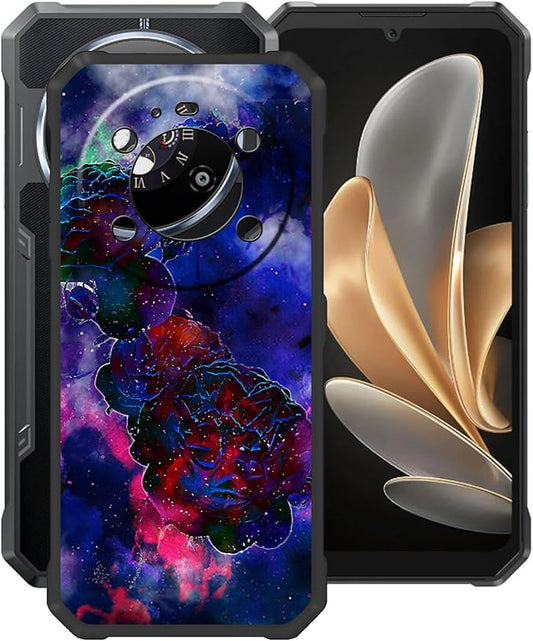 Case for Fossibot F109 5G (6.74"), Black Soft TPU Bumper Phone Case, Slim Shockproof Silicone Military Grade Drop Protective Shell for Fossibot F109 5G - Rose Cloud