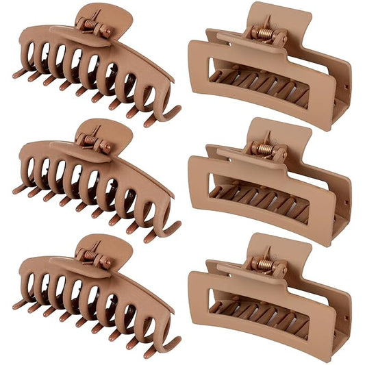 79Style 6pcs Hair Clips For Women Claws Clips For Thick Hair Banana Clips For Hair PLastic Hair Clip For Girls Hair Claw Clips Women (Chocolate)