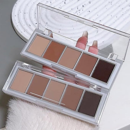 5 Color Eye Shadow Palette Makeup, Nude Coffee Brown Dark Brown Black, Velvety Matte Finish, Highly Pigmented Make up Eyeshadow Palette, Long Lasting Waterproof, Neutral Daily Eye Makeup 06#