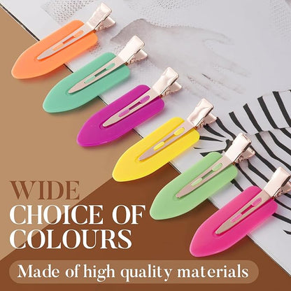 D 6 Pcs Hair Clips No Crease - No bend Creaseless Hair Clip - Makeup Clip for Women and Girls - Flat Hair Clips for Hairstyling Salon Rose Gold Handle - colorful