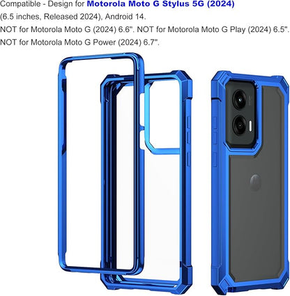 Ailiber for Motorola Moto G Stylus 5G 2024 Cell Phone Case, Motorola G Stylus 2024 Case with Screen Protector, Dual Layer Shockproof Bumper, Anti Yellowing, Slim [Scratch-Resistant]-Blue