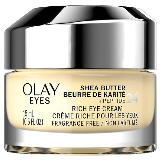 Olay Eyes Shea Butter+Peptide 24 Rich Eye Cream, Fragrance Free, 0.5 oz.