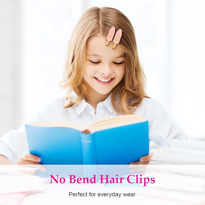 D 6 Pcs Hair Clips No bend Hair Clips No Crease Hair Clip Makeup Clips for Women and Girls Flat Hair Clips for Hairstyling Salon Golden Handle(Pink)
