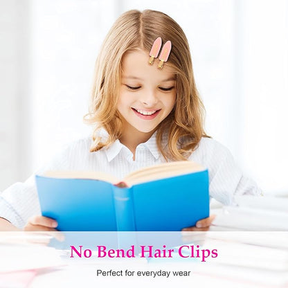D 6 Pcs Hair Clips No bend Hair Clips No Crease Hair Clip Makeup Clips for Women and Girls Flat Hair Clips for Hairstyling Salon Golden Handle(Pink)