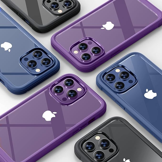 Miracase Designed for iPhone 12 Pro Max Case, Full Body Rugged Case with Built-in Touch Sensitive Anti-Scratch Screen Protector, Soft TPU Case Compatible with iPhone 12 Pro Max 6.7", Purple