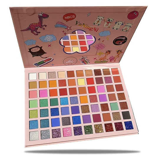 70 Colors Eyeshadow Palette,Matte Glitter Eyeshadow Makeup Palette with Eyeshadow Brush,Highly Pigmented Colorful Shimmer Eye Shadow Palette Makeup Kit for Women B