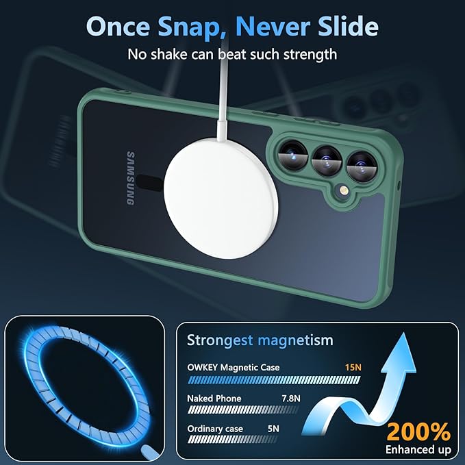 For Samsung Galaxy S23 FE Case 6.4'',Magnetic Galaxy S23 FE Case for Magsafe with Screen Protector [Military-Grade Protection] Shockproof Phone Case Samsung S23 FE Slim Protective Case S23 FE 5G,Green