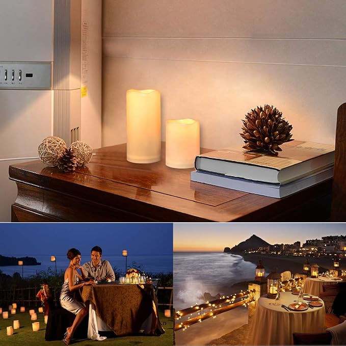 Enido Flameless LED Candles Battery Operated Pack of 9 Pillar Candles