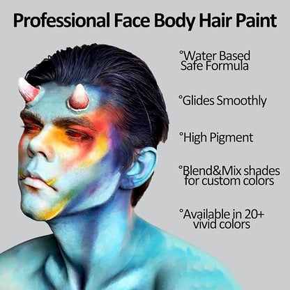 Mysense Light Gray Face Body Hair Paint Stick,Water Based Washable Temporary Hair Color,Non-toxic Cream Body Paint for Adults and Kids Halloween Cosplay Skull Zombie Goth Raven Makeup,0.5oz