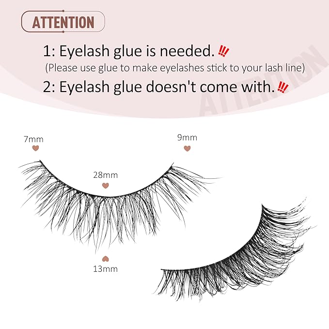 Onlyall Natural Lashes Wispy Lashes Natural Look False Eyelashes Natural Flared Eyelashes False Eye Lashes Soft Fluffy Lashes 7 Pairs T11