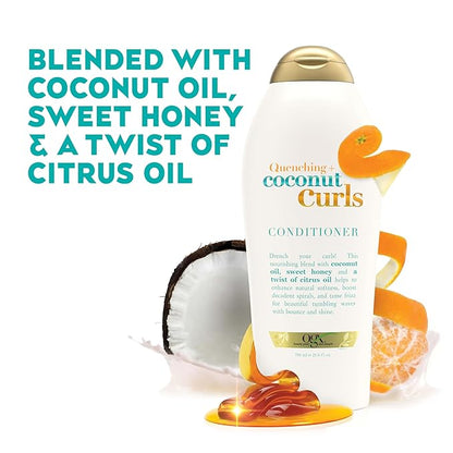OGX Quenching + Coconut Curls, Moisturizing Conditioner for Curly Hair, Detangling, Curl Enhancing, 25.4 fl oz
