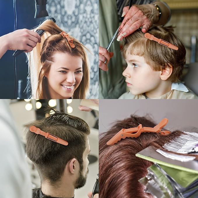Ondder 14 Pcs Orange Sectioning and Coloring Clips - Large Alligator Styling Clips for Salon, Barber, and Cutting Accessories for Women, Men, and Teens
