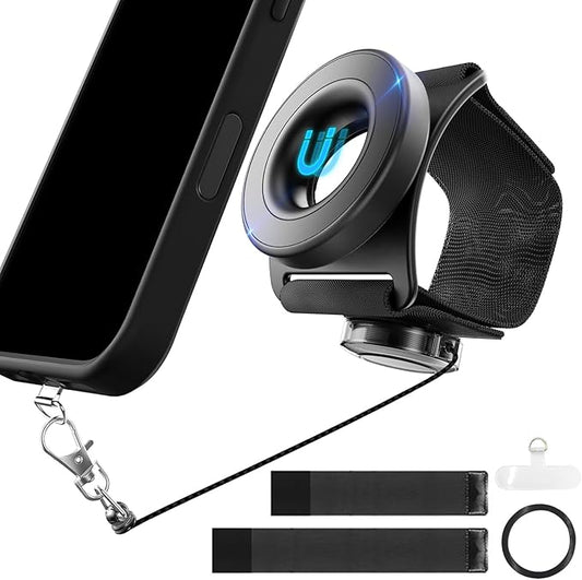Magnetic Running Phone Holder for iPhone, extendable Anti Drop Rope 360 ° rotatable Magnetic arm with, Double arm Straps,Wristband, Phone Holder, for All Call Phone,iPhone/Sumsung