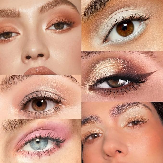 Seven Color Matte Shimmer Eyeshadow Makeup Palette,Pearl White Ivory White & Brown Coffee Pink 7 Color Series Powder Eye shadow ,Daily Makeup Eyeshadow Box, Easy to Carry, Vegan & Cruelty-Free, 03