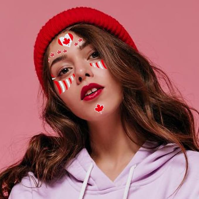 10 Sheets 4th of July Flag Temporary Tattoos Stickers Face Eye Body Makeup Red Maple Leaf Star Hat Heart Butterfly Patriotic Party Decor Supplies