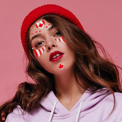 10 Sheets 4th of July Flag Temporary Tattoos Stickers Face Eye Body Makeup Red Maple Leaf Star Hat Heart Butterfly Patriotic Party Decor Supplies