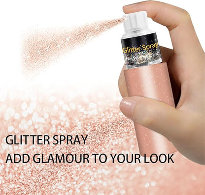 Hair and Body Glitter Spray, Holographic Glitter Highlighter Powder, Face Body Clothes Shiny Glitter, Loose Shimmer Hairspray Festival Rave Prom Accessories, 10g (06# Champagne)