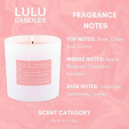 Lulu Candles | Smells Like Roses | Luxury Scented Soy Jar Candle | Hand Poured in The USA | Highly Scented & Long Lasting (9 Oz. Limited Edition)