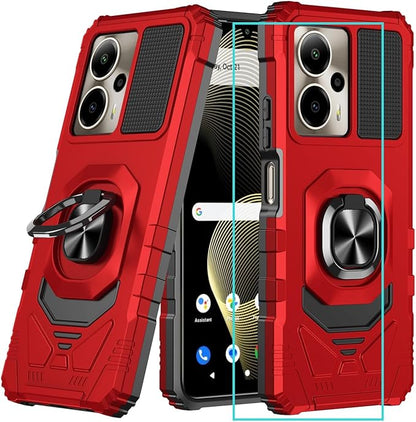 for Cricket Outlast 5G 2024 Case/AT&T Motivate Pro 5G Case with Screen Protector,Dual Layer Military Grade Protection with Ring Stand Phone Case for Cricket Outlast 5G/ATT Motivate Pro 5G Red