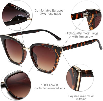 SOJOS Cat Eye Designer Sunglasses Fashion UV400 Protection Glasses SJ2052