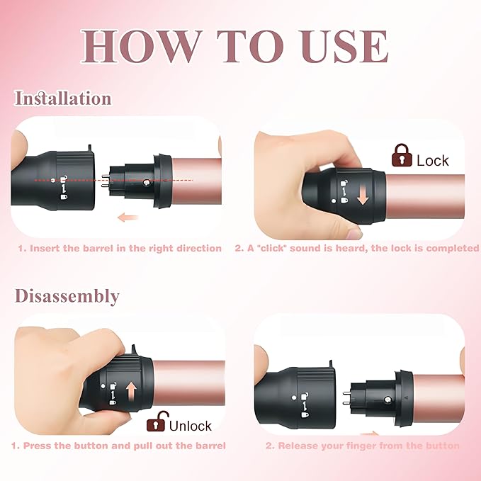 6 in 1 Hair Curling Iron Set with Curling Brush and 5 Interchangeable Ceramic Curling Wand (0.35"-1.25"), Curling Wand Set with 2 Temp Heating Setting, Contain Protective Glove and 2 Clips
