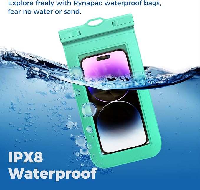 2 Pcs Waterproof Phone Pouch Case Up to 7.2", Floating Universal IPX8 Water Proof Cell Phone Dry Bag for iPhone 16 15 14 13 12 11 Pro Max XR XS SE 2022, Outdoor Sports, Green
