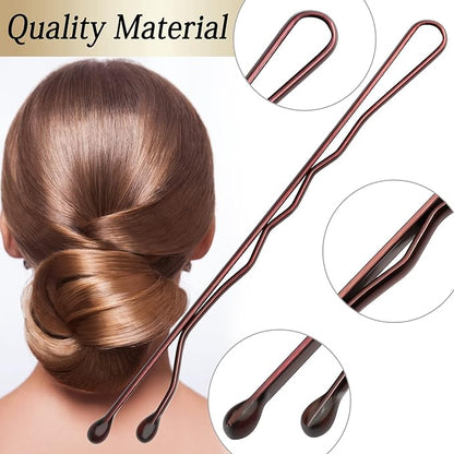 100PCS 2Inches Hair Pins Kit Hair Clips Secure Hold Bobby Pins Hair Clips for Women Girls and Hairdressing Salon With Clear Storage Box(Brown)